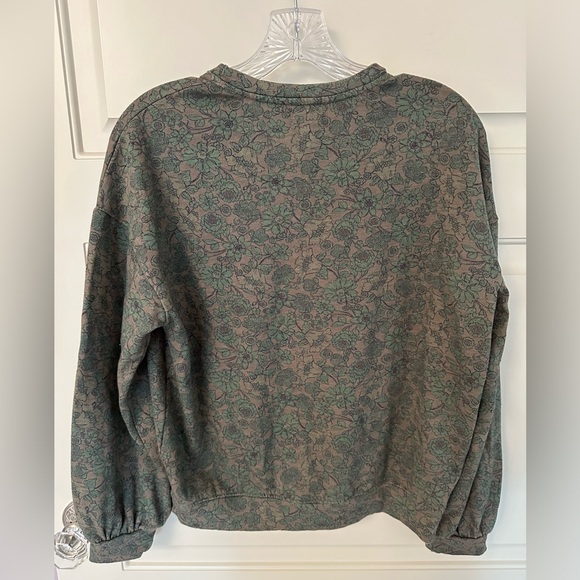 Sundry Olive Green Floral Print Crewneck Sweatshirt - Picture 4 of 4